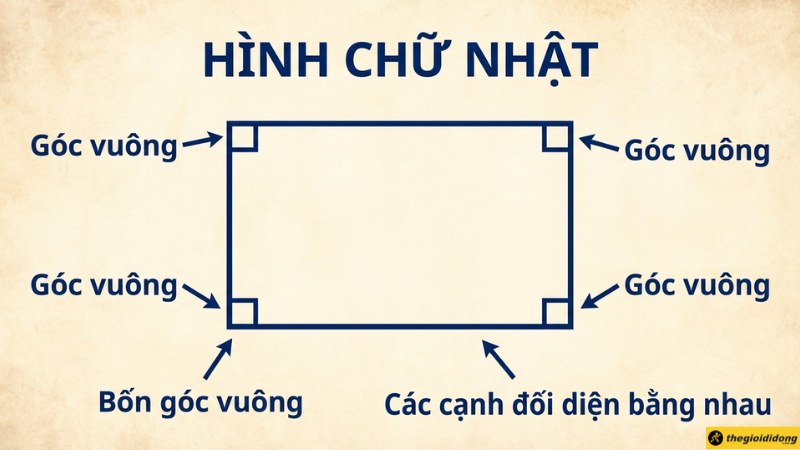H&igrave;nh chữ nhật l&agrave; một tứ gi&aacute;c c&oacute; 4 g&oacute;c vu&ocirc;ng