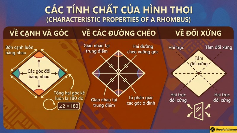 C&aacute;c t&iacute;nh chất đặc trưng của h&igrave;nh thoi