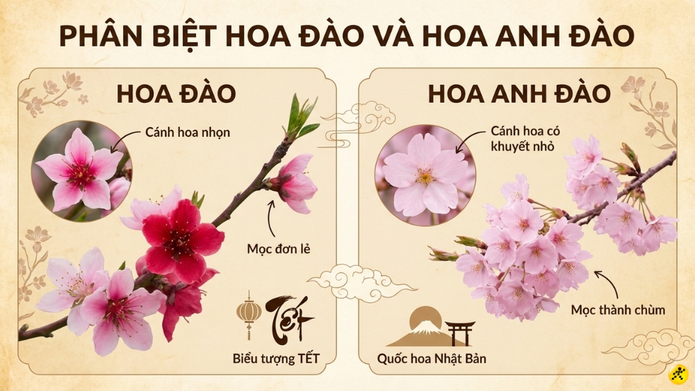 Phân biệt Peach blossom và Cherry blossom Phân biệt Peach blossom và Cherry blossom