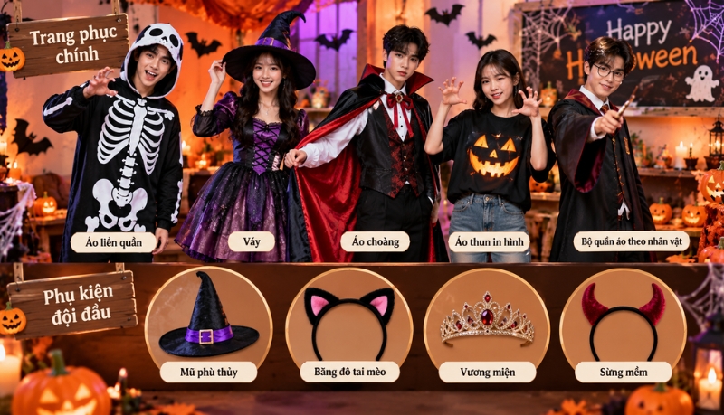 Đồ Halloween cho bé gồm nhiều phụ kiện thú vị Đồ Halloween cho bé gồm nhiều phụ kiện thú vị