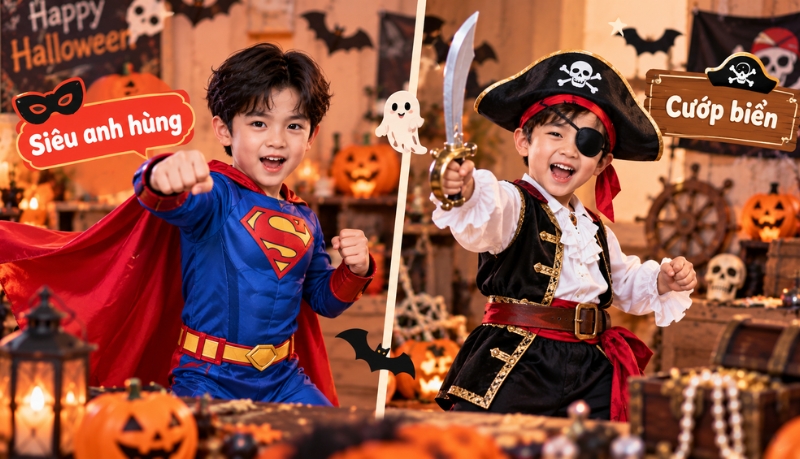 Gợi ý đồ Halloween cho bé trai siêu anh hùng và cướp biển Gợi ý đồ Halloween cho bé trai siêu anh hùng và cướp biển