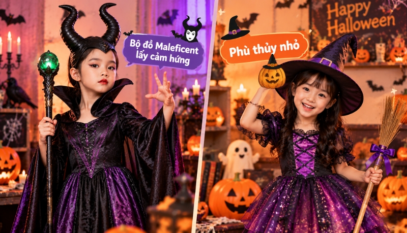 Gợi ý đồ Halloween cho bé gái với Maleficent và váy phù thủy Gợi ý đồ Halloween cho bé gái với Maleficent và váy phù thủy