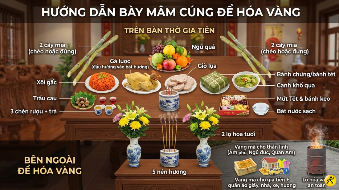 Cách bày mâm cúng hóa vàng Cách bày mâm cúng hóa vàng