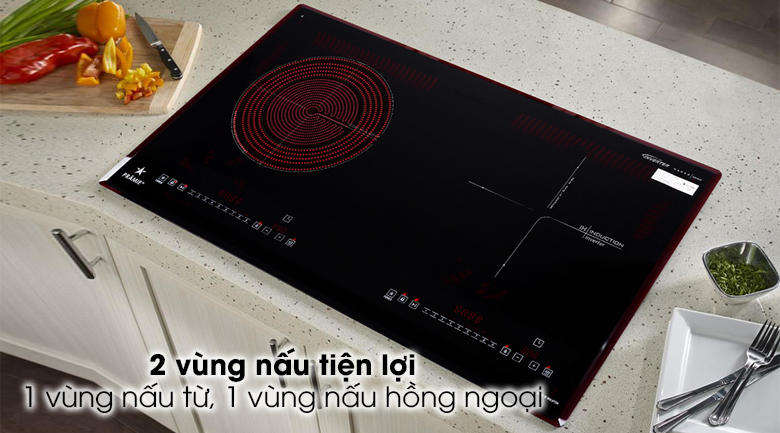 Bếp từ hồng ngoại Pramie 2108 kết hợp 2 vùng nấu, dùng được mọi loại nồi