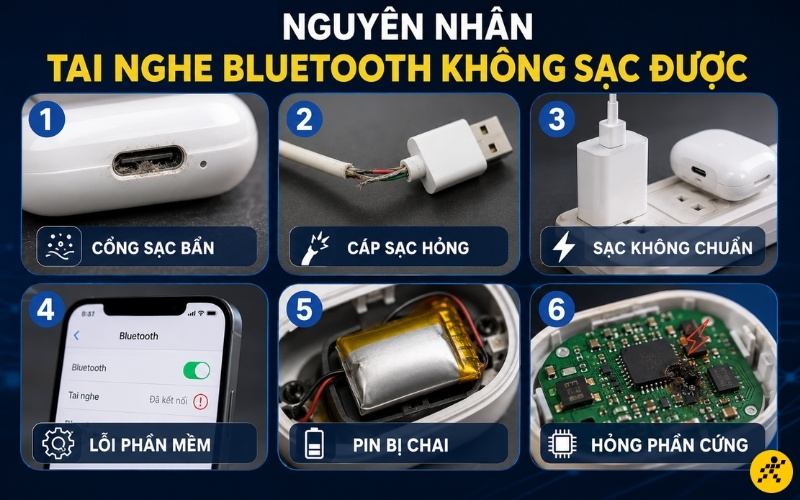 Nguyên nhân hộp sạc tai nghe Bluetooth không sạc được Nguyên nhân hộp sạc tai nghe Bluetooth không sạc được
