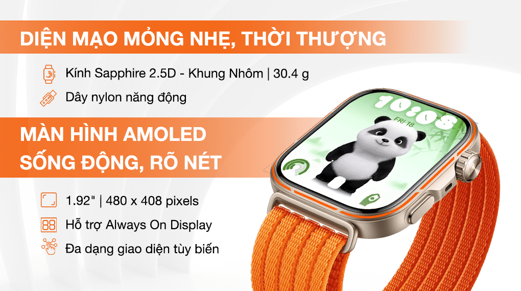 Fit 5 Pro màn hình AMOLED 1.92 inch độ phân giải 480 × 408 pixels, hỗ trợ Always On Display và đa dạng giao diện tùy biến Fit 5 Pro màn hình AMOLED 1.92 inch độ phân giải 480 × 408 pixels, hỗ trợ Always On Display và đa dạng giao diện tùy biến