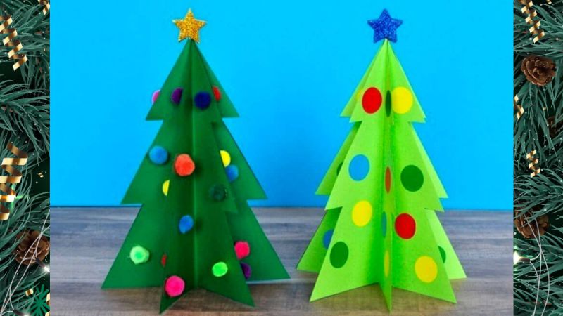 Cách làm cây thông Noel bằng giấy bìa đơn giản