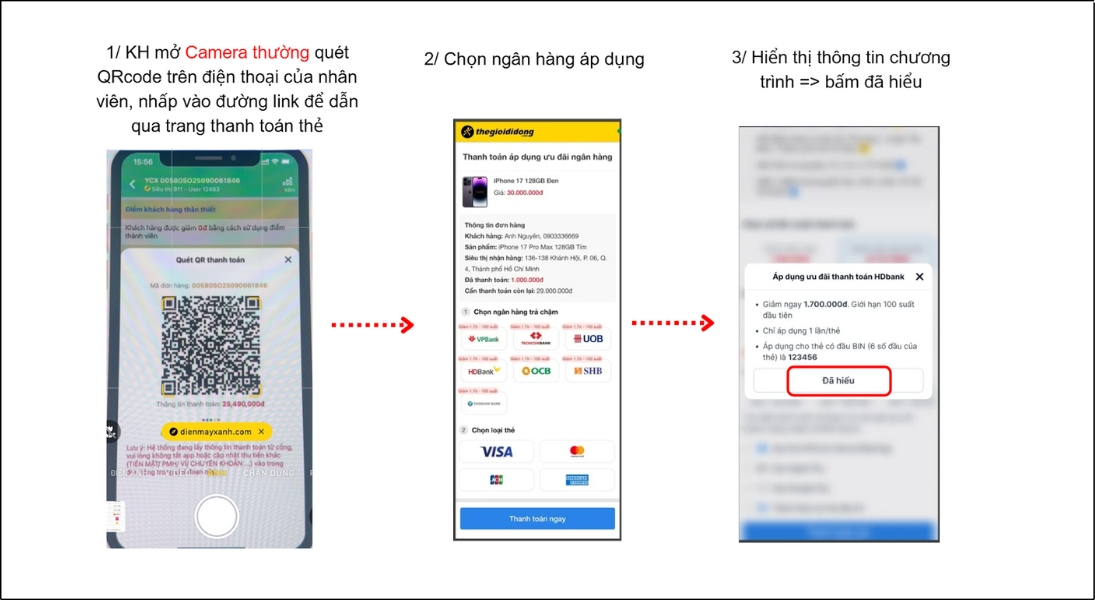 Hướng dẫn thanh toán khuyến mãi thẻ trả chậm