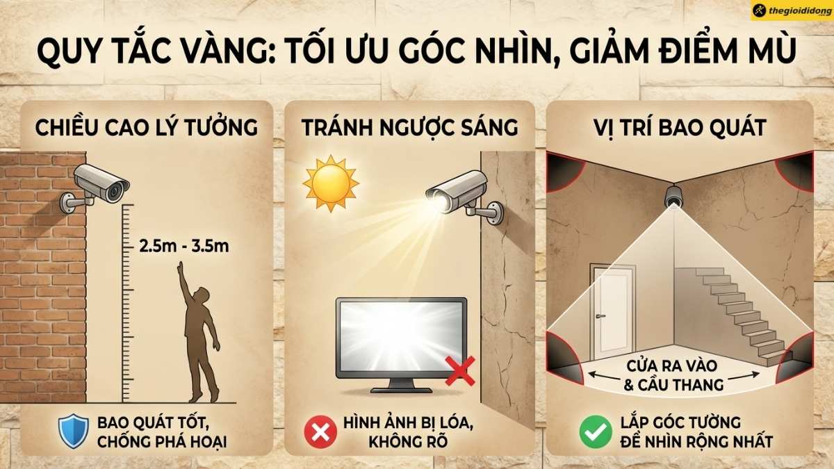 Nguy&ecirc;n tắc v&agrave;ng khi chọn vị tr&iacute; lắp đặt camera