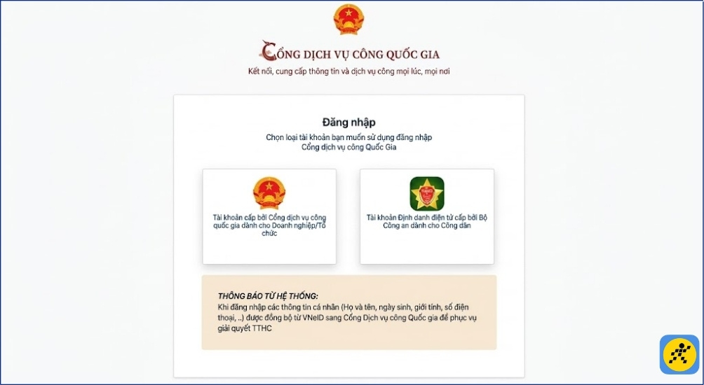 Thí sinh điền thông tin tài khoản Dịch vụ công