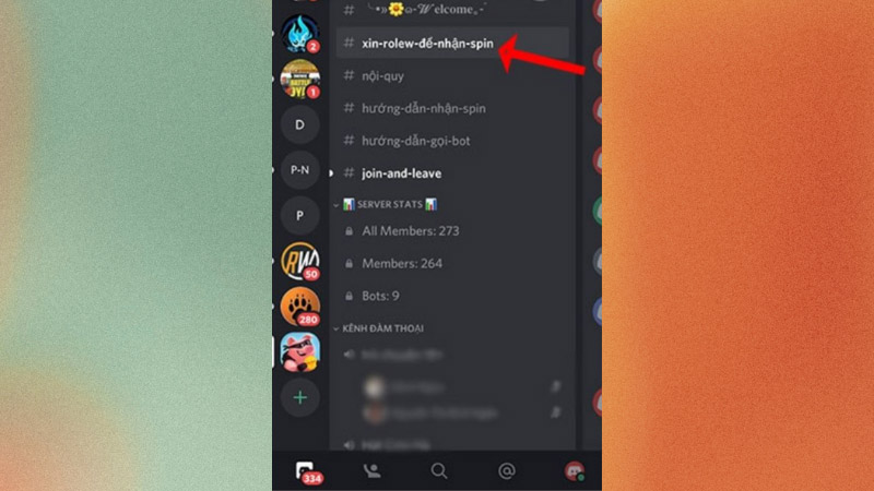 Bước 2: Tham gia server nhận spin