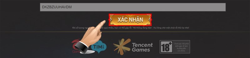 Nhấn Xác nhận và vào game nhận quà trong hộp thư