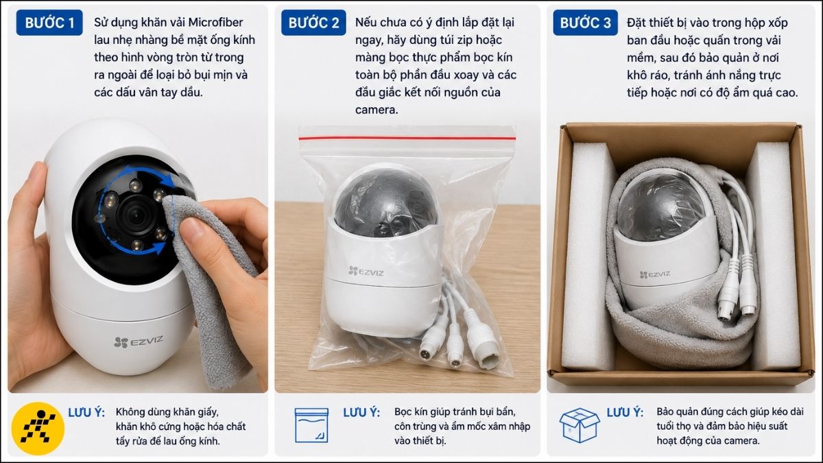 Bảo quản camera sau khi tháo gỡ Bảo quản camera sau khi tháo gỡ