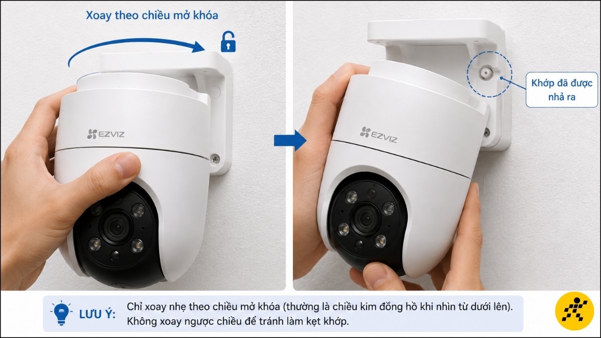 Nhấc camera ra khỏi chân đế một cách từ từ Nhấc camera ra khỏi chân đế một cách từ từ