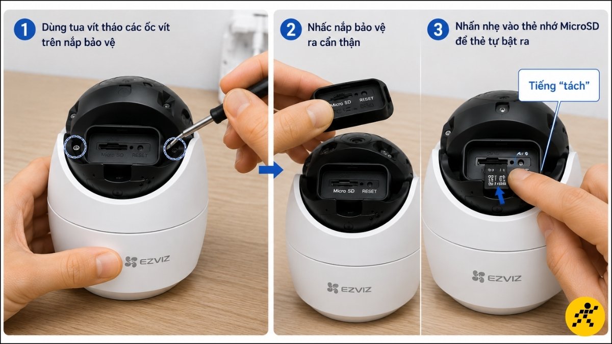 Thao tác gỡ thẻ nhớ MicroSD Thao tác gỡ thẻ nhớ MicroSD