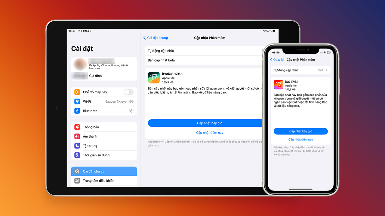 iOS và iPadOS 17.6.1 đều đã có mặt trên iPhone và iPad tương thích