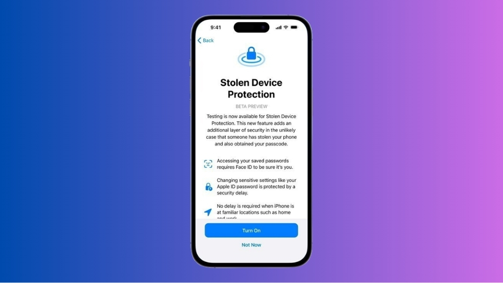 T&iacute;nh năng Bảo vệ thiết bị bị đ&aacute;nh cắp tự động k&iacute;ch hoạt