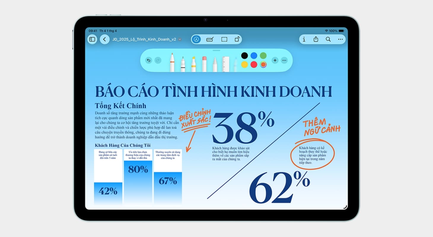 AI trên iPad Air M4 hỗ trợ xử ý các tác vu phức tạp
