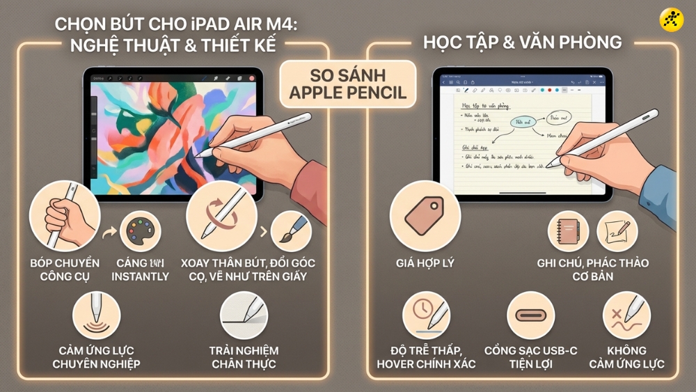 N&ecirc;n chọn Apple Pencil n&agrave;o cho iPad Air M4