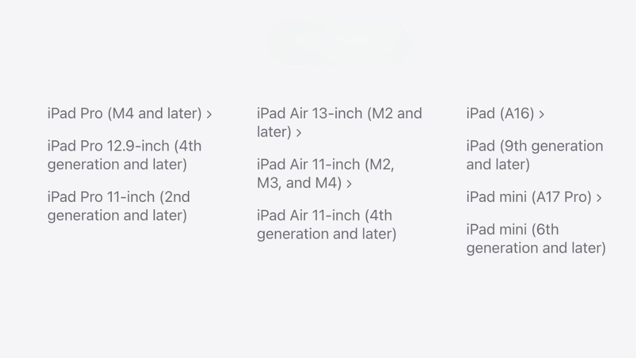 Danh sách iPad được cập nhật iPadOS 27 Danh sách iPad được cập nhật iPadOS 27