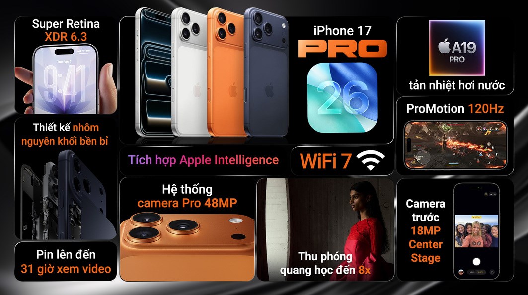Điện thoại iPhone 17 Pro 256GB giúp bố mẹ kết nối gần hơn với gia đình
