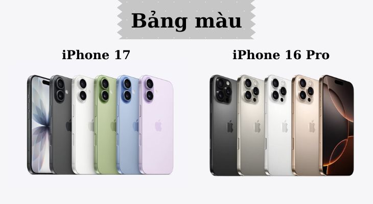 Bảng màu iPhone 17 và iPhone 16 Pro Max