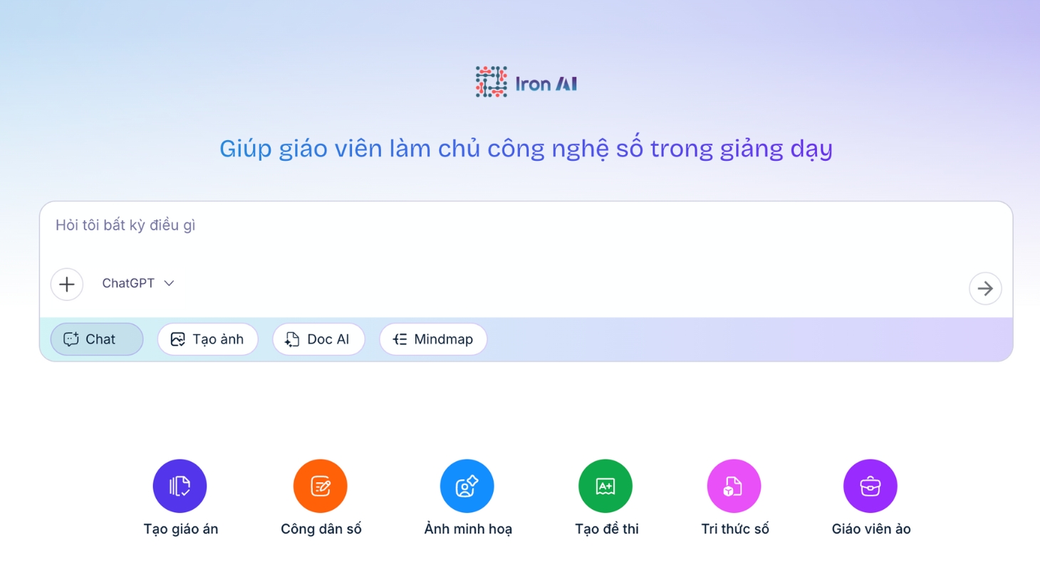 Truy cập vào trang chủ của IronAI
