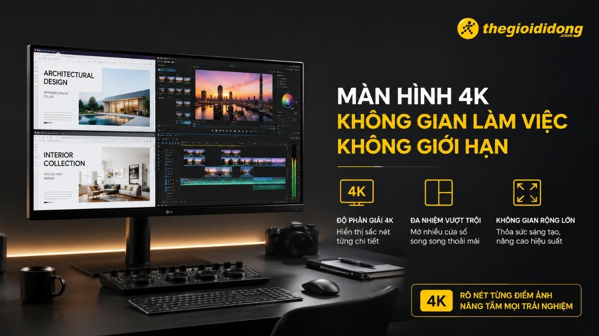 Không không gian đa nhiệm rộng lớn trên màn hình 4K Không không gian đa nhiệm rộng lớn trên màn hình 4K