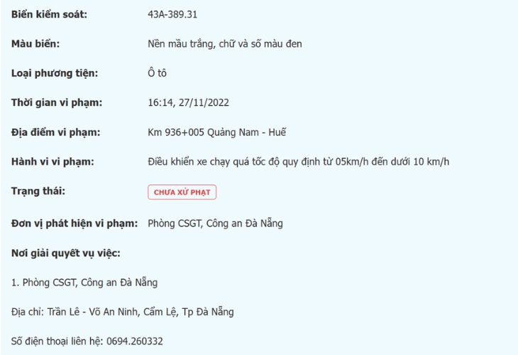 Kiểm tra phạt nguội bằng website Cục CSGT