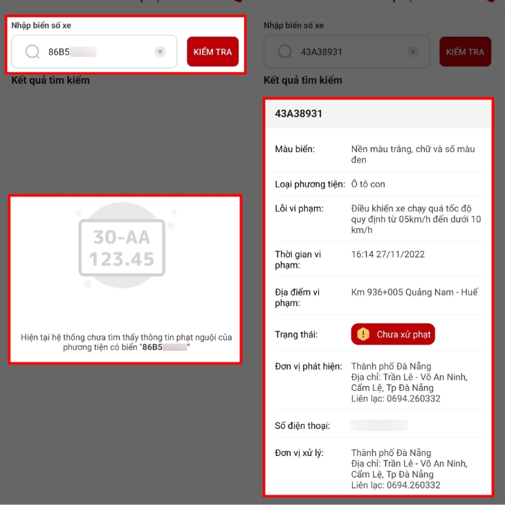 Kiểm tra phạt nguội bằng VNeTraffic