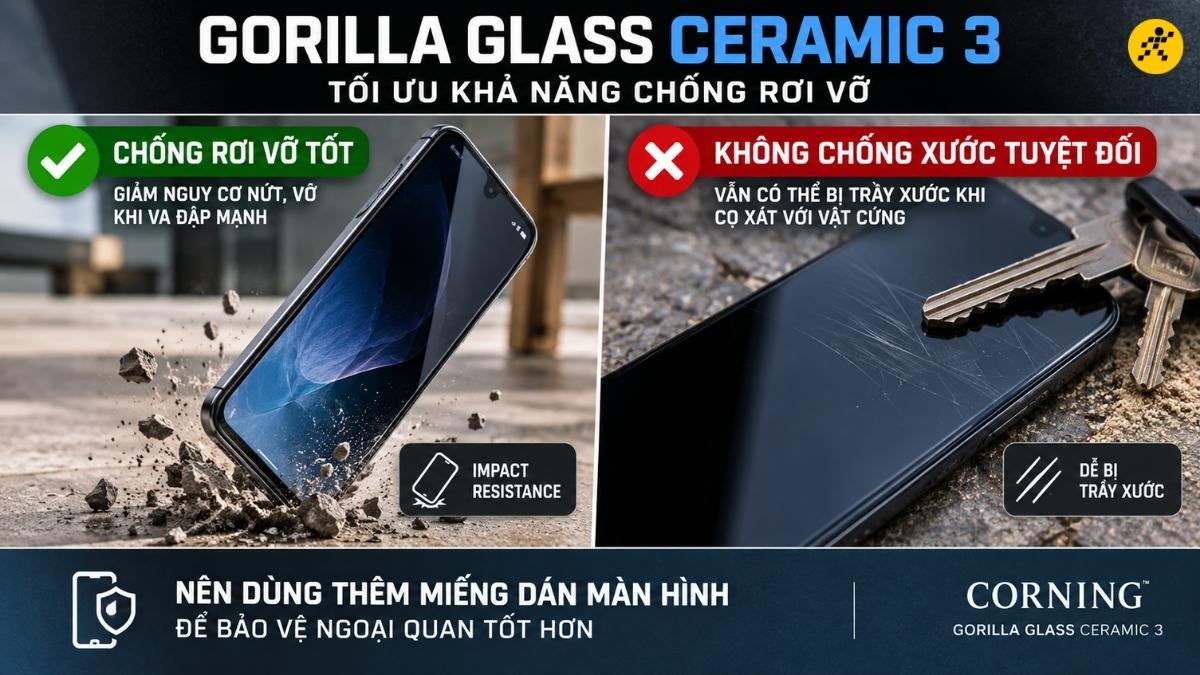 Điểm nổi bật của Gorilla Glass Ceramic 3 Điểm nổi bật của Gorilla Glass Ceramic 3