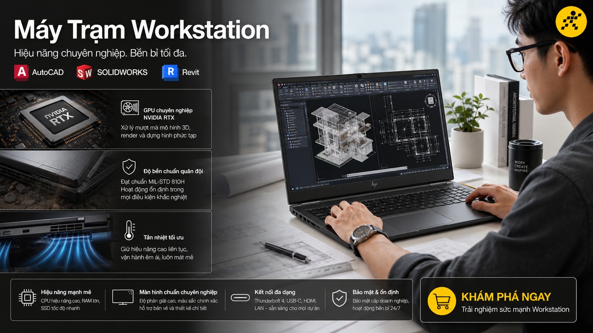 Laptop đồ họa máy trạm Workstation bền bỉ và chính xác Laptop máy trạm Workstation chuyên dụng cho kỹ thuật kiến trúc