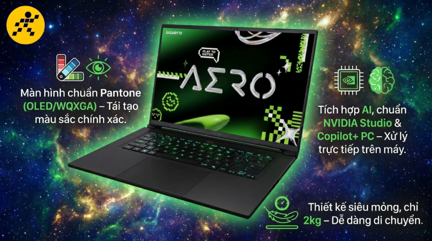 Laptop Gigabyte AERO là dòng máy gaming đồng thời cũng phục vụ cho nhu cầu đồ họa nặng