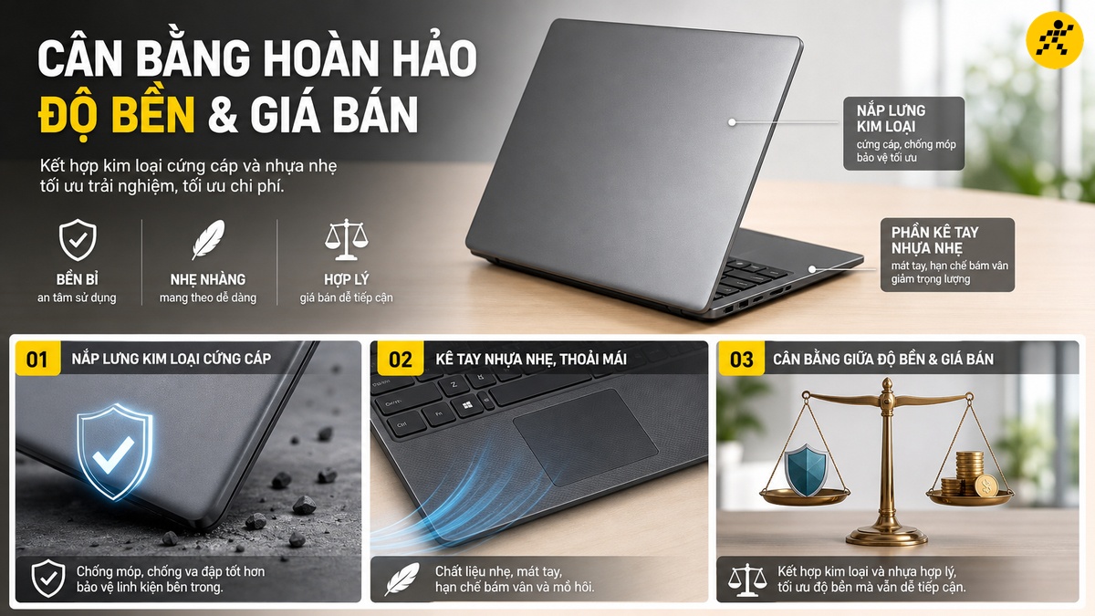 Vỏ kim loại kết hợp nhựa Laptop vỏ kim loại kết hợp nhựa ở mức giá vừa phải