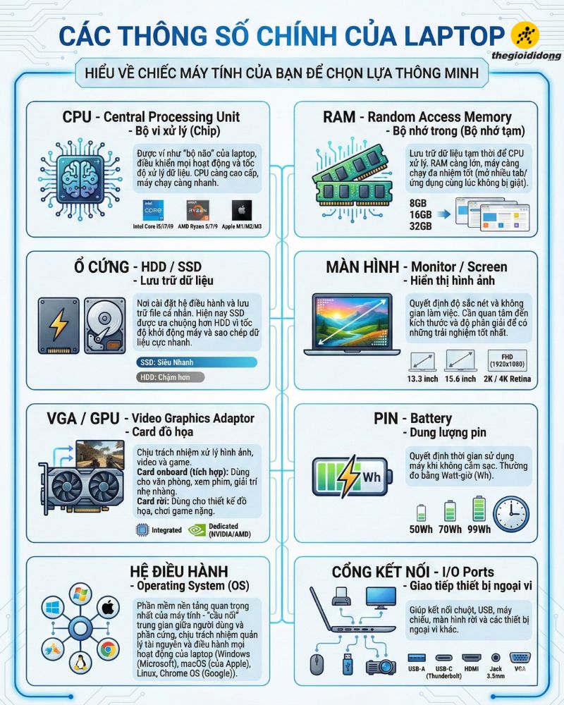 Thông số kỹ thuật laptop