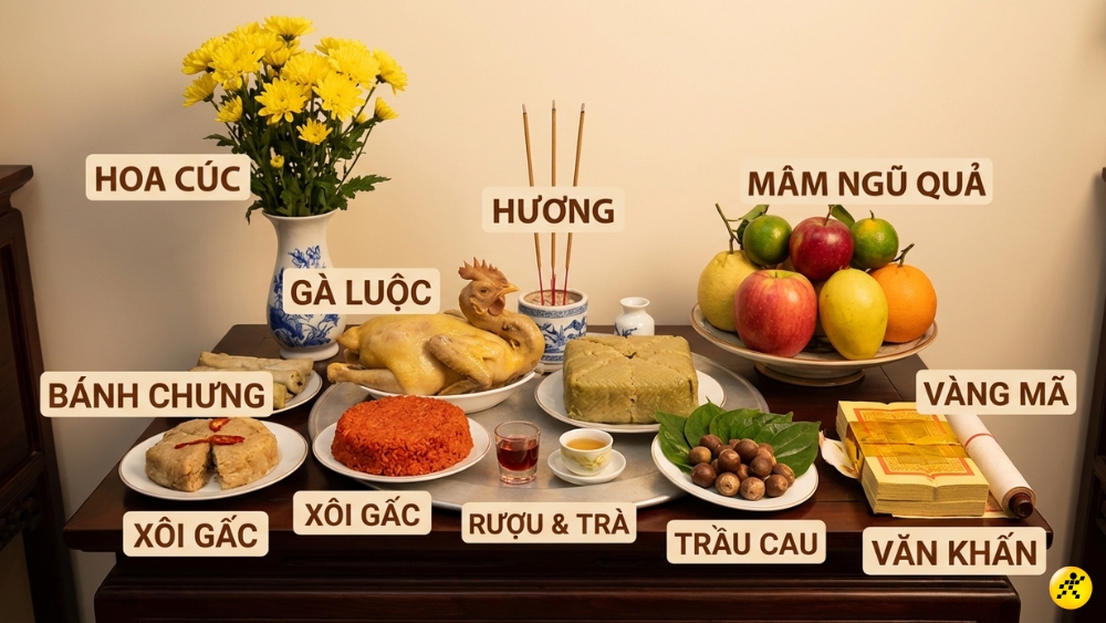M&acirc;m lễ c&uacute;ng Khai hạ