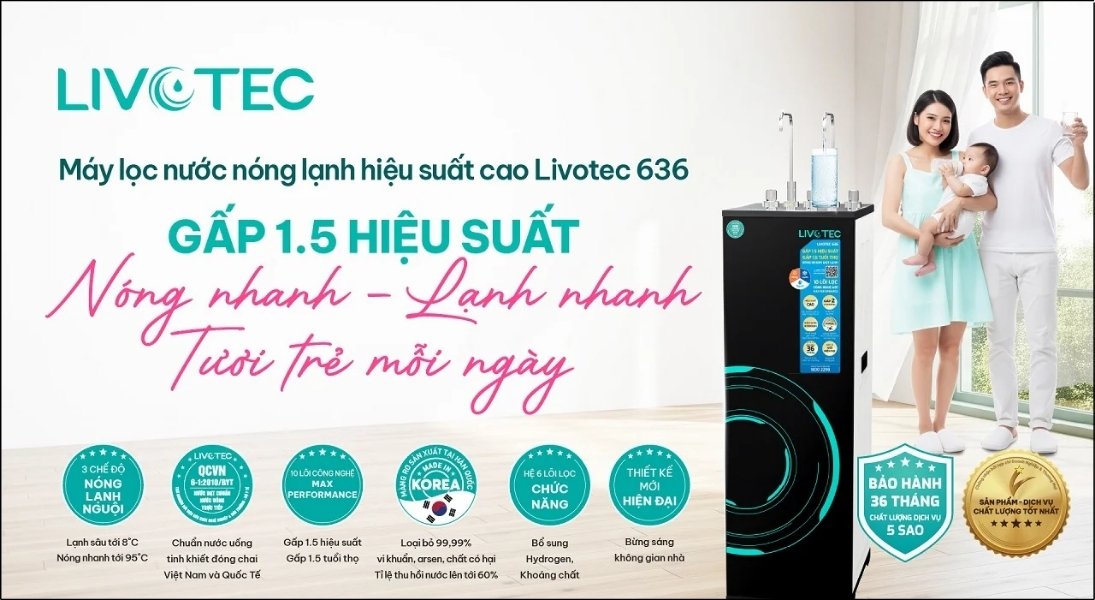 Máy lọc nước Livotec sở hữu thiết kế nhỏ gọn và hiện đại, mang đến nguồn nước sạch cho gia đình Máy lọc nước Livotec sở hữu thiết kế nhỏ gọn và hiện đại, mang đến nguồn nước sạch cho gia đình