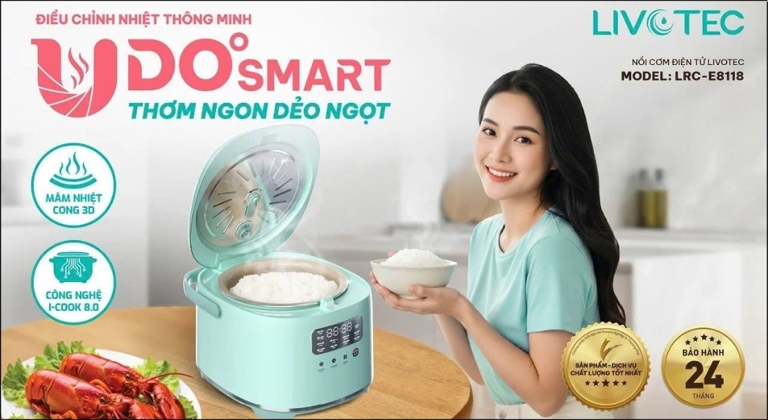 Nồi cơm điện Livotec sở hữu công nghệ UDO°Smart giúp điều chỉnh nhiệt thông minh, giữ cơm luôn dẻo ngọt Nồi cơm điện Livotec sở hữu công nghệ UDO°Smart giúp điều chỉnh nhiệt thông minh, giữ cơm luôn dẻo ngọt