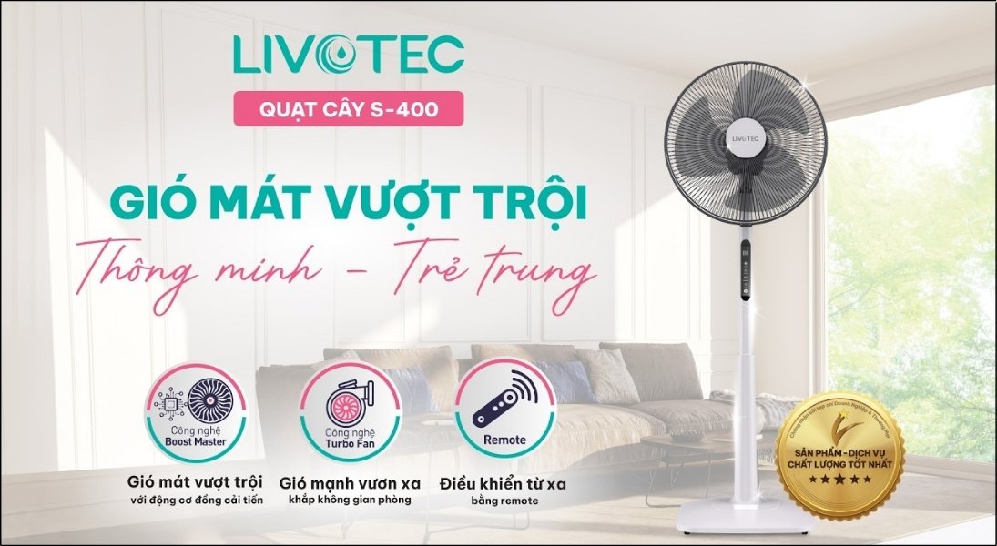 Quạt cây Livotec sở hữu công nghệ Boost Master vượt trội, mang lại hiệu quả làm mát gấp 1,3 lần Quạt cây Livotec sở hữu công nghệ Boost Master vượt trội, mang lại hiệu quả làm mát gấp 1,3 lần