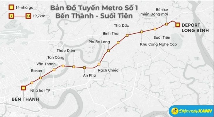 Hệ thống nhà ga của tuyến metro số 1 được thiết kế hiện đại, bao gồm 3 ga ngầm và 11 ga trên cao. Hệ thống nhà ga của tuyến metro số 1 được thiết kế hiện đại, bao gồm 3 ga ngầm và 11 ga trên cao.