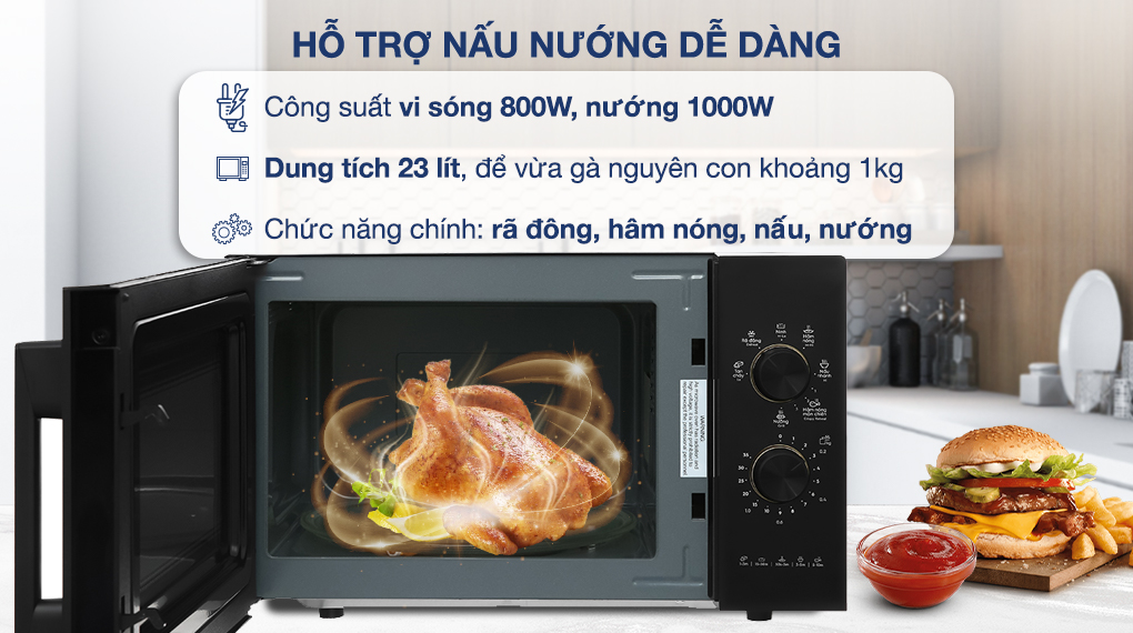 Lò vi sóng có nướng Electrolux EMG23K22B 23 lít công suất nướng 1000W Lò vi sóng có nướng Electrolux EMG23K22B 23 lít công suất nướng 1000W
