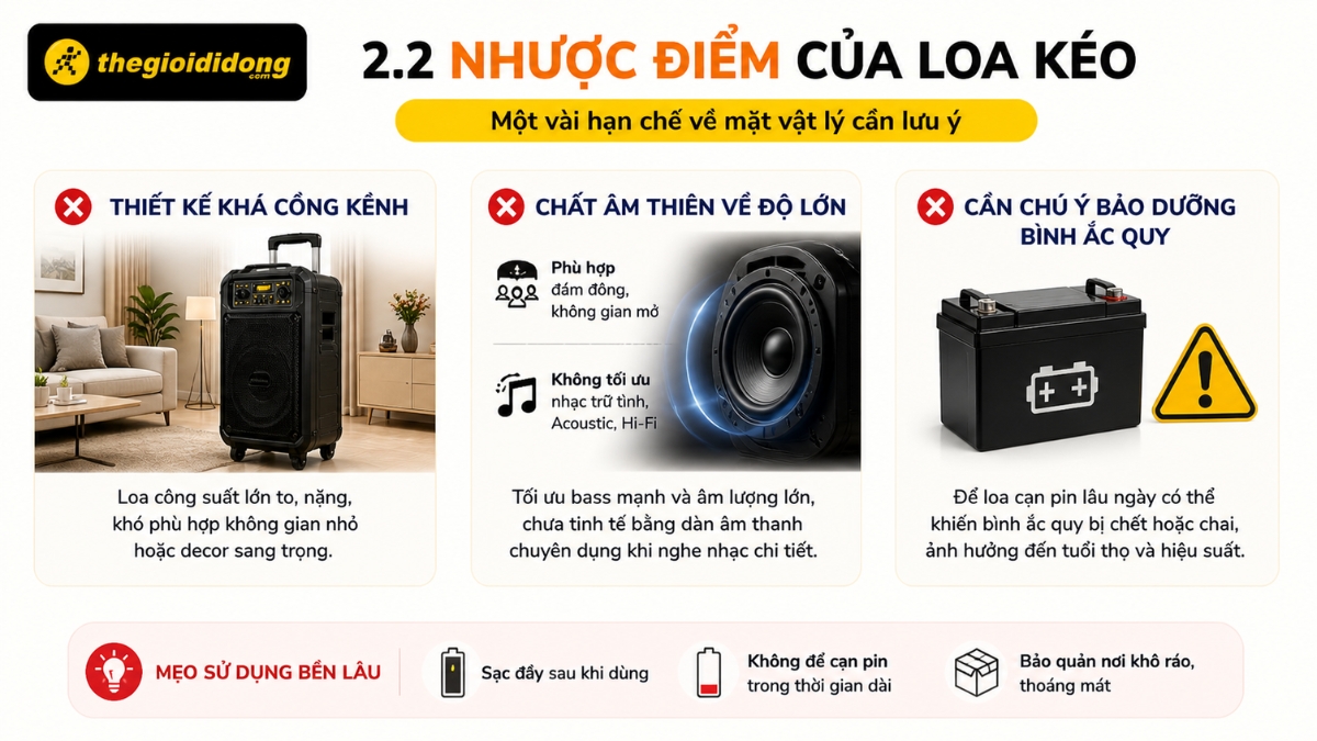 Nhược điểm của loa kéo Nhược điểm của loa kéo