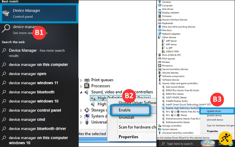 Cách kích hoạt lại driver âm thanh trong Device Manager Cách kích hoạt lại driver âm thanh trong Device Manager