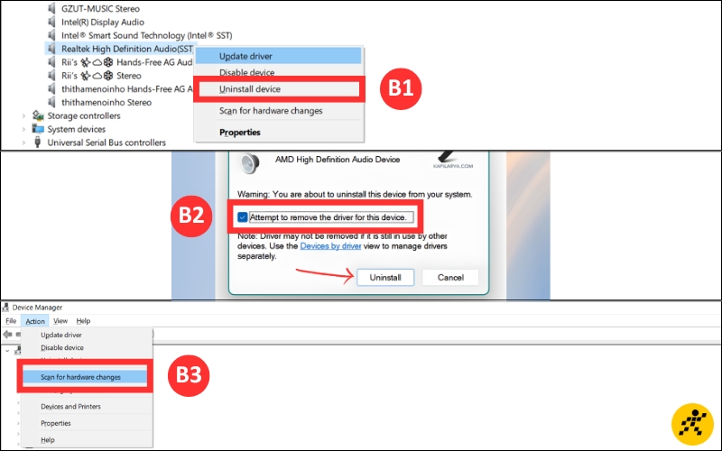 Cách gỡ bỏ và cài đặt lại driver âm thanh chuẩn trong Device Manager Cách gỡ bỏ và cài đặt lại driver âm thanh chuẩn trong Device Manager