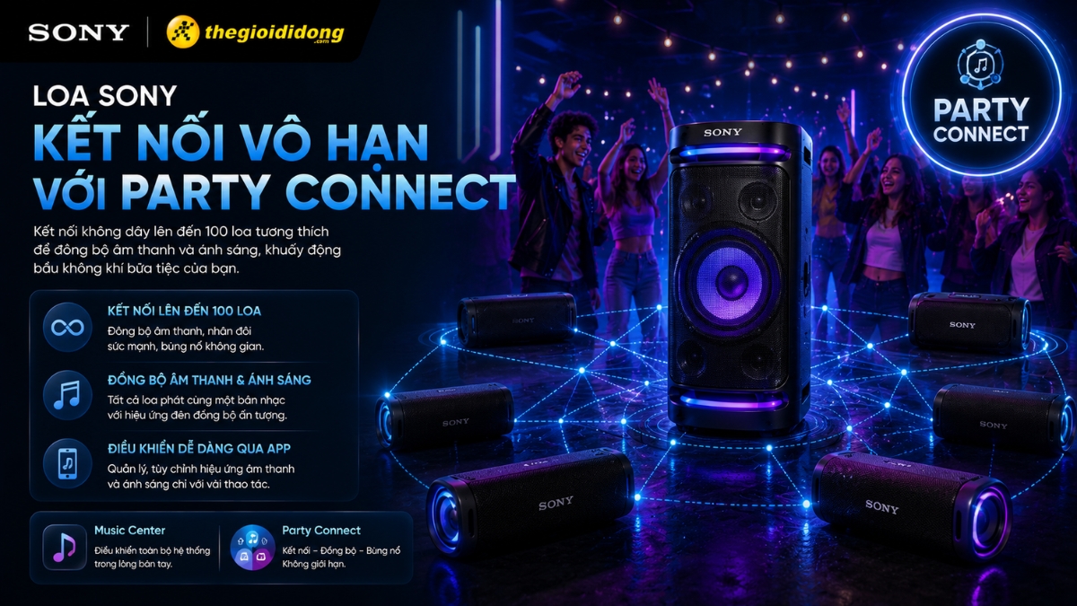 Loa Sony có kết nối vô hạn với Party Connect Loa Sony có kết nối vô hạn với Party Connect