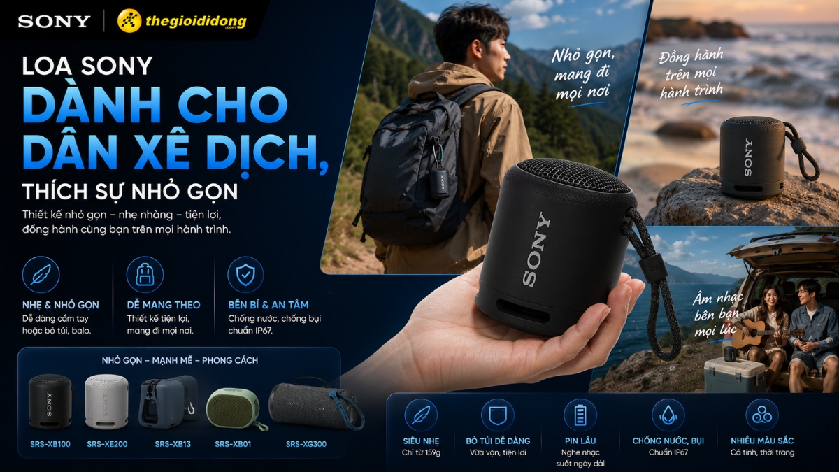 Loa Sony dành cho dân xê dịch, thích sự nhỏ gọn Loa Sony dành cho dân xê dịch, thích sự nhỏ gọn