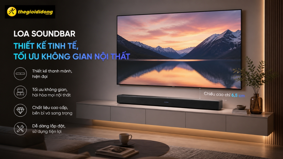 Loa Soundbar giúp thiết kế tinh tế, tối ưu không gian nội thất Loa Soundbar giúp thiết kế tinh tế, tối ưu không gian nội thất