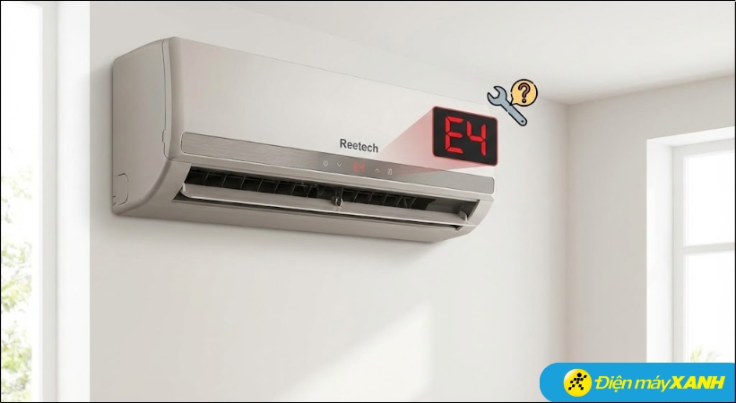 Lỗi E4 là tín hiệu cảnh báo do bộ vi xử lý của máy lạnh gửi đi khi không nhận được tín hiệu phản hồi từ quạt dàn lạnh