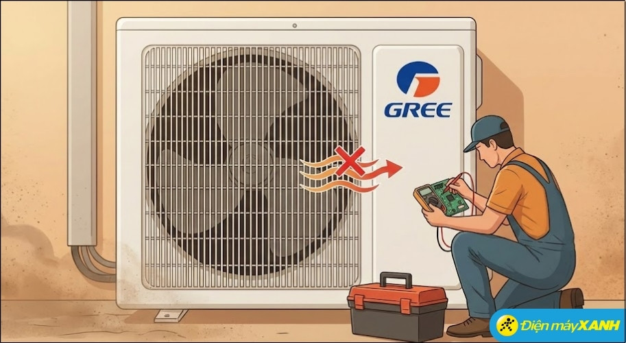 Khi quạt không hoạt động hoặc quay chậm có thể dẫn đến lỗi H3 trên điều hoà Gree