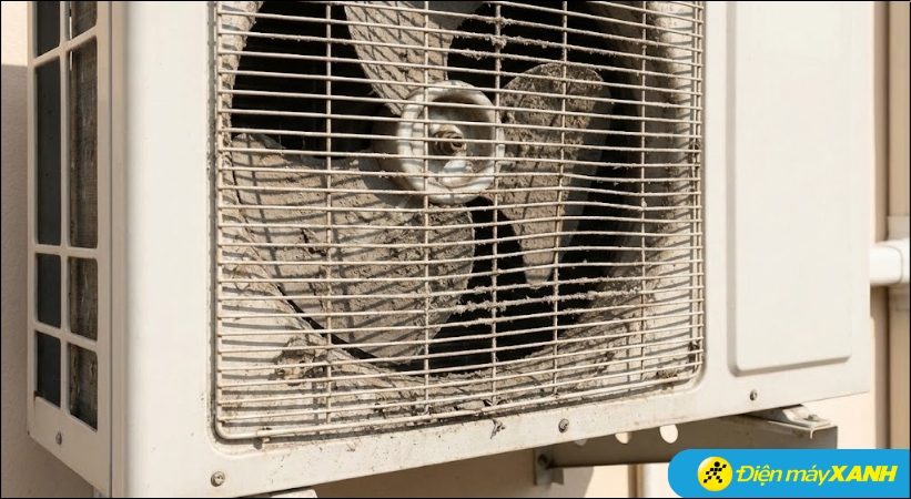 Lớp bụi tích tụ lâu ngày sẽ khiến không khí không thể lưu thông qua để làm mát cho máy nén Lớp bụi tích tụ lâu ngày sẽ khiến không khí không thể lưu thông qua để làm mát cho máy nén